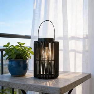 lot 1868 image: Solar Outdoor Lantern with Handwoven Shade, 24x17 cm, Black