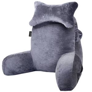 lot 1872 image: SLIGUY Reading Pillow for Sitting in Bed Couch Adult, Back Pillow with arm Support and Pockets, Adult Back Pillow Bed Chair for Bed Rest, Reading, Watching TV, Gaming for Boys and Girls Dark Grey