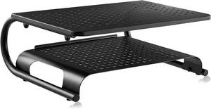 lot 1878 image: suptek Double-Deck Desk Monitor Stand Riser for Computer,Laptop,Printer, Notebook and All Flat Screen Display with Vented Metal Platform and 4 Inches Height Underneath Storage (MST002)