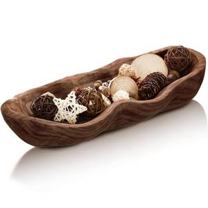 lot 1879 image: Nuogo 16 Inch Wooden Wavy Edge Dough Bowl Supplies, Brown