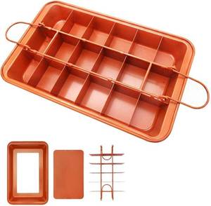 lot 1883 image: Ailelan Brownie Pan, Non Stick Brownie Pans With Dividers, 18 Pre-slice Brownie Baking Tray, High Carbon Steel Bakeware for Oven Baking, Size 12 X 8 X 2 Inches