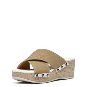 lot 2018 image: Donald Pliner SUMMER Slip-On Wedge Sandals for Women �� 2.5 Heel - Stretch Crisscross Upper, Cork Wedge & Metal Studs, Memory Foam Insole, Women��s Summer Wedge Sandals