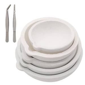 lot 2035 image: 7 Pack Ceramic Quartz Crucibles Melting Dishes with Pointed Tweezers