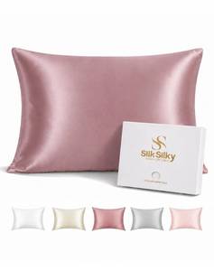 lot 2037 image: SilkSilky 100% Organic Mulberry Silk Pillow Cases for Hair & Skin Queen