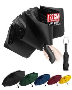 lot 2045 image: Chakipee Travel Inverted Umbrella Compact Windproof- Automatic reverse Umbrellas for Rain - Folding Portable 48inch Span, 10 Ribs Large Umbrella