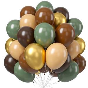 lot 2053 image: Sage Green Brown Balloons, 60PCS Thick Hunting Safari Camo Party Balloon