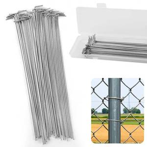 lot 2054 image: 40 Pack Chain Link Fence Ties, 8.27 Inch Galvanized Steel Fence Ties, 14 Gauge Chain Link Fences Repair Kit for Garden and Dog Fences (40)
