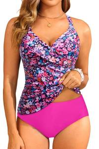 lot 2072 image: Women Tummy Control Tankini Swimsuit Underwire V Neck Bathing Suit