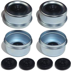 lot 2079 image: LUXTRKSTO 4pcs 2.44 Trailer Axle Hub Dust Caps with Extra 4 Rubber Plugs