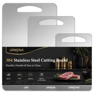 lot 2084 image: URMONA 3 PCS 304 Stainless Steel Cutting Board Set for Kitchen