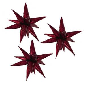 lot 2097 image: 3pcs 26inch 3D wine red (Burgundy) Explosion Star foil balloon, wine red Foil Cone Star burst Balloons for Birthday Wedding New Year Party Event