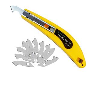lot 2103 image: Professional Acrylic Plexiglass Sheet Cutter Scoring Knife Tool,With a Curved Handle,It Is More Convenient To Use.One handle,11 blades.(Yellow)