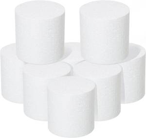 lot 2107 image: Crafare Round Foam Rounds 4x4 Inch Polystyrene Foam Circle Dummy Cake Set 8 Pack for Wedding Birthday Cakes Crafting, Modeling Art Project Displays