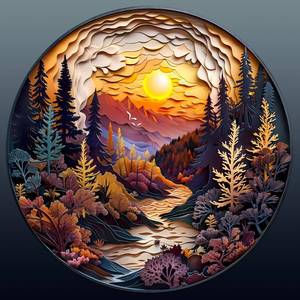 lot 2112 image: PIJESAKSA Sunset Forest Wooden Puzzles for Adults 100 Pieces, S-8.5  8.5in