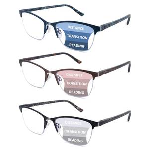 lot 2114 image: HIYANJN progressive reading glasses for women men No Line Blue Light Multifocal Readers Metal Computer Eyeglasses 3pk