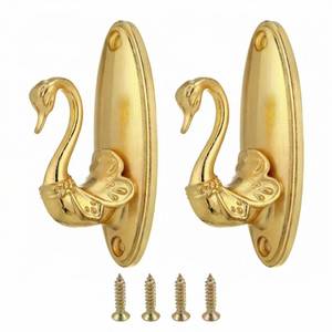 lot 2125 image: YAFIYGI 2Pcs Vintage Curtain Tiebacks Swan Style Brass Holdbacks Gold Drapery Hooks for Wall Decor Elegant Curtain Holders with Rod Design for Curtains Classic Swan Holder Hardware
