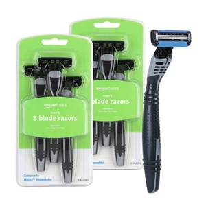 lot 2145 image: Amazon Basics 3-Blade Disposable Razors for Men, Close and Comfortable Shave, Reduces Irritation, 6 Count, 1 Packs of 3 (Previously Solimo)