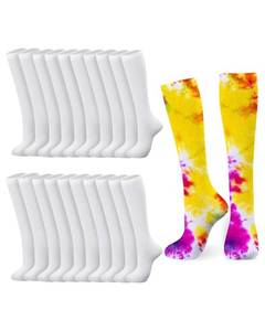 lot 2463 image: Breathffy 12-48 Pairs White Knee High Socks for Tie Dye Cotton 24 Pairs