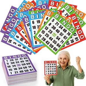 lot 2464 image: Eersida 200 Pack Jumbo Bingo Cards Set 8 x 9 Reusable Easy to Read