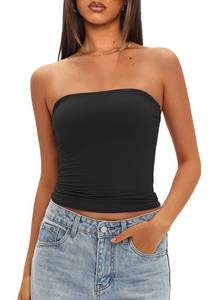 lot 2465 image: Darong Womens Strapless Bandeau Crop Tank Top 9205 Black L