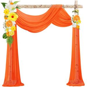 lot 2471 image: VOK Orange Wedding Arch Draping Fabric Chiffon Fabric, 29in x 18Ft Sheer Chiffon Outdoor Curtain for Wedding Ceremony Birthday Party Decoration (Orange,1 Panel)