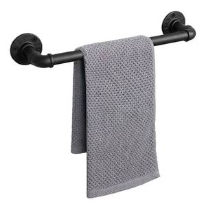 lot 2489 image: Jeasor Industrial Pipe Towel Rack Towel Bar, Heavy Duty Wall Mounted Rustic Farmhouse Bath Towel Holder for Bathroom (Black, 16 inch)