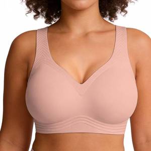 lot 2490 image: Soft Intention Jelly Wireless Bra Seamless Push Up Full Coverage Supportive Everyday Sport T-Shirt Bra Regular & Plus Size Nude XL
