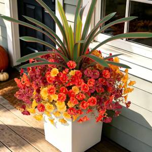 lot 5321 image: INXUGAO Artificial Fall Flowers UV Fake Orchid Plant Mum for Outdoors Decor