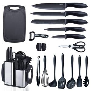 lot 5323 image: RAXCO Kitchen Utensils Set,18-Piece Cooking Utensils and Knife Set,Black
