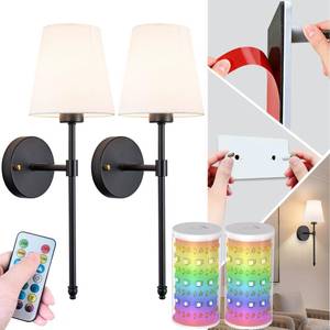 lot 5340 image: slywise Peel and Stick Wall Sconces, Stick On Wall Sconce Set of 2, Battery Operated Wireless Adhesive Wall Lights, Corn Bulb with 10000mAh Battery, Easy Install for Bedroom Living Room Wall Decor