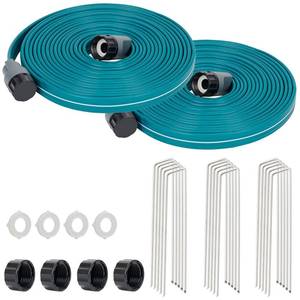 lot 5341 image: LINEX Sprinkler Soaker Hose 25ft x 2, Garden Lawn Watering Hose with Stakes