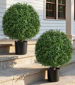 lot 7134 image: DREAMLOOM Artificial Boxwood Topiary Trees Set of 2