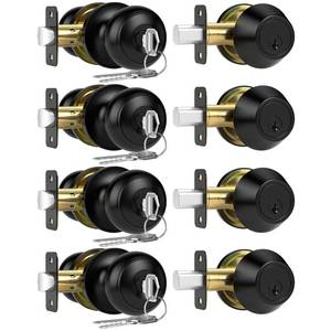 lot 7143 image: Vesmikit 4 Pack Exterior Door Lock Set, Keyed Alike