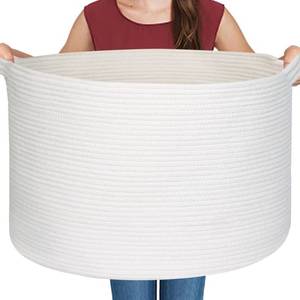 lot 7146 image: MEGASKET White Cotton Rope Storage Basket 22x22x14