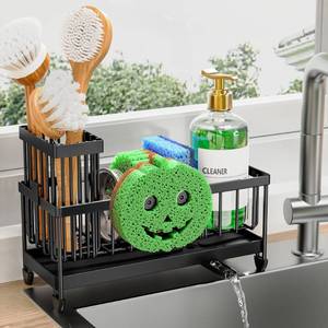 lot 7157 image: Cisily Stainless Steel Kitchen Sink Caddy Organizer 9.25