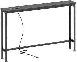 SUPERJARE 39.4 Inch Narrow Console Table with Charging Stations