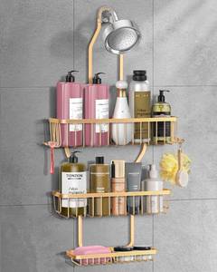 lot 7161 image: MSAICOE Aluminum Shower Caddy Organizer Gold