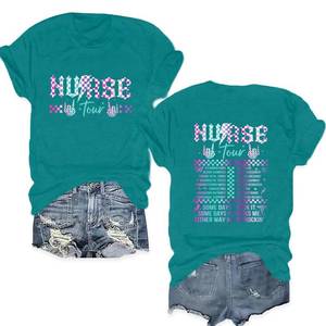 lot 8327 image: Potia Womens Nurse T-Shirt Rock Themed Print Cyan XXL