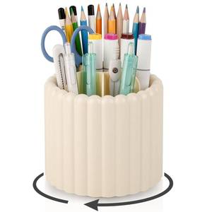 lot 8335 image: Anyoifax Rotating Pen Holder Desk Organizer Beige