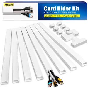 lot 8346 image: YesBes 116in Cable Raceway Kit, Paintable Cord Cover