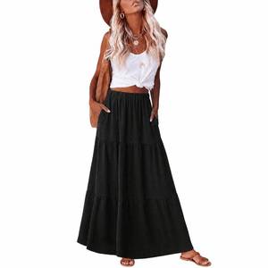 lot 8348 image: Lepunuo Womens Boho Floral High Waisted Maxi Skirt