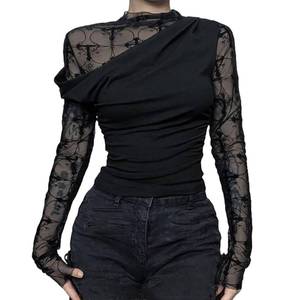 lot 8350 image: Botenwall Womens Gothic Mesh Crop Top Long Sleeve M