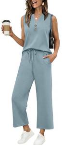 lot 8356 image: XIEERDUO Womens 2-Piece Outfit Set Tank Top Wide Leg Pants L