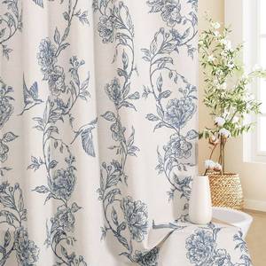 lot 8361 image: MitoVilla Blue Cotton Boho Hummingbird Shower Curtain 72x72