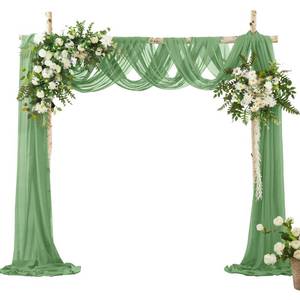 lot 8368 image: VACVELT Sage Green Chiffon Wedding Arch Draping Fabric 30 x 20ft