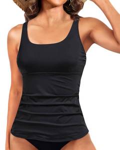 lot 8370 image: Yonique Womens Tankini Top Tummy Control Black L