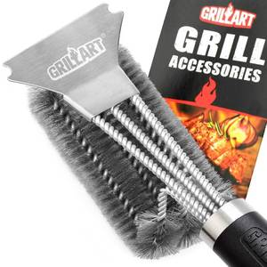 lot 8484 image: GRILLART Grill Brush and Scraper 18 Stainless Steel
