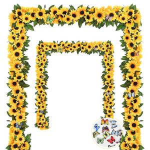 lot 8491 image: BLEUM CADE 4 Pack 30Ft Artificial Sunflower Garland