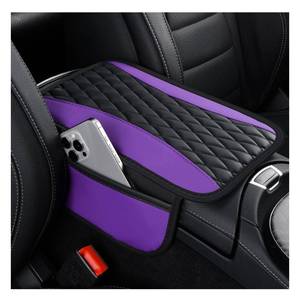 lot 8495 image: IHOTDER Patchwork Leather Car Console Armrest Cover, Purple