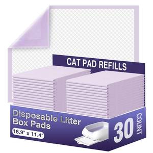 lot 9700 image: IMMCUTE Cat Pads 16.9 X 11.4, 30 Ct  Pee Pads for Cats  Thickened 6-Layer Super Absorbent Pads  Pee Pads for Tidy Cats Breeze Litter System  Cat Pee Pads